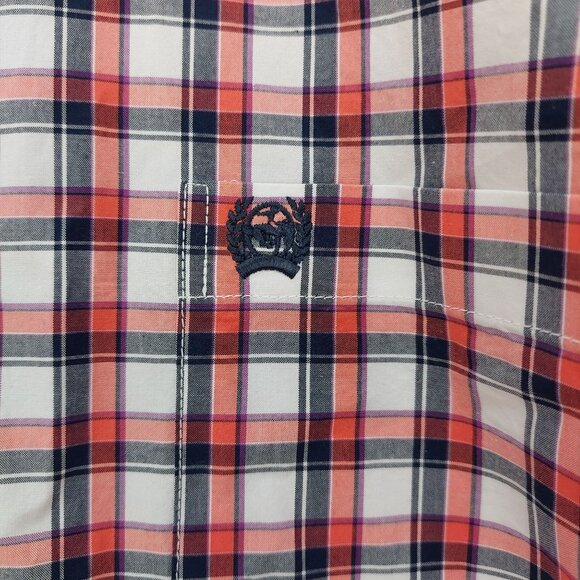 Cinch Men's Plaid Button-Up Short Sleeve Shirt Red/White/Black Size M Rodeo Core - Picture 2 of 7